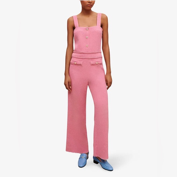 MAJE Buttoned Wide-Leg Tweed Jumpsuit - Picture 3 of 5